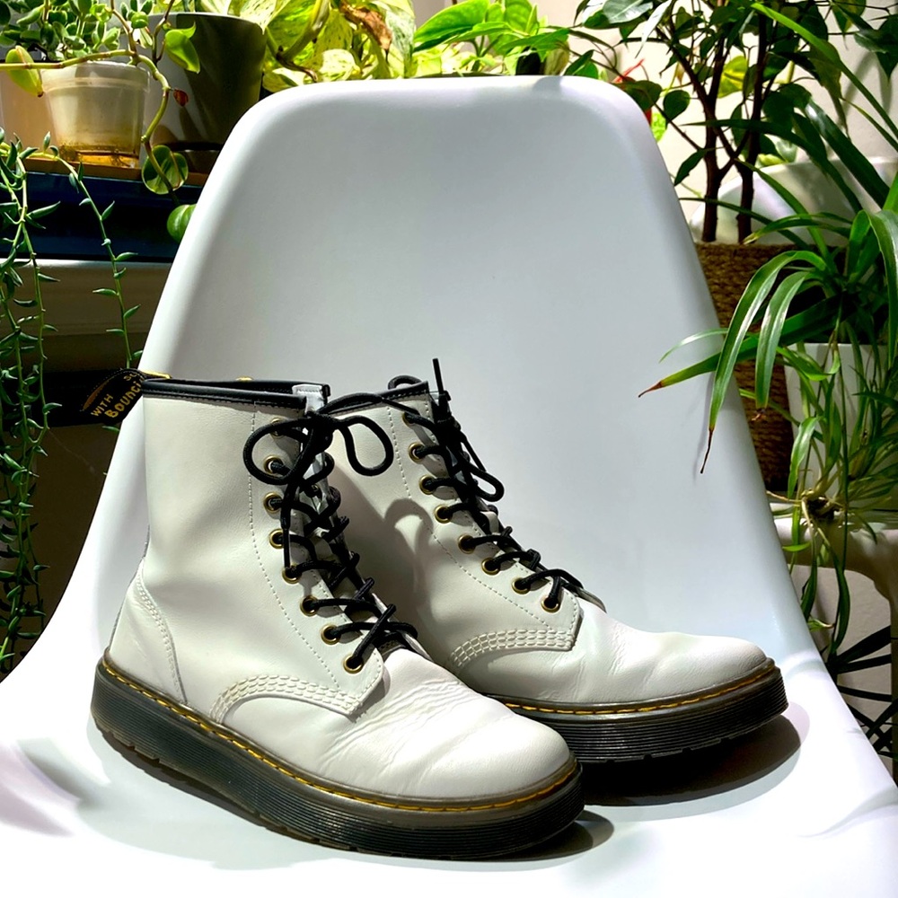 Dr.Martens, Doc’s, Doc Martens Zavala US M 8, US L 9, White Leather Lace Up Boot